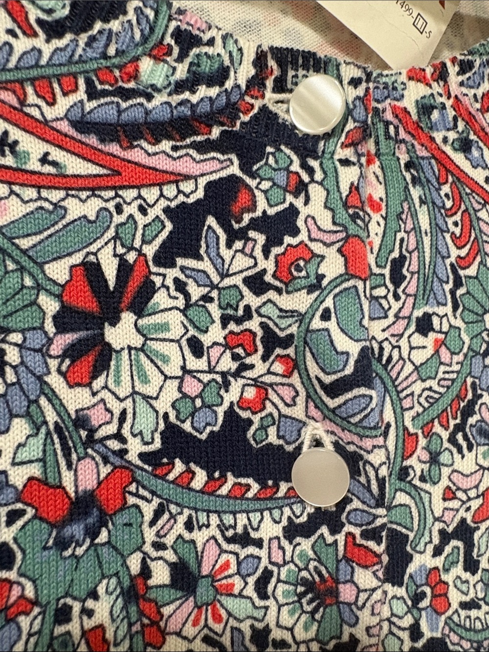 Talbots Cotton Paisley Cardigan, Size L, NWT - Picture 4 of 11